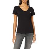 Calvin Klein Jeans Dames Ck Embroidery Stretch V-hals T-shirt, Ck Black, XL