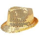 Boland - Sequin hoed goud, unisex, disco outfit, disco accessoire, carnaval, kostuum, themafeest