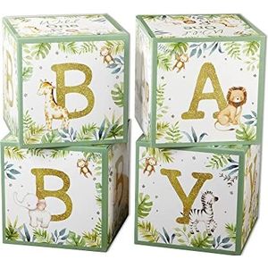 Kate Aspen Safari Babydozen met letters voor babyshower, foto-rekwisiet decoratie & jungledier kinderkamer decoratie (set van 4 spreuken BABY)