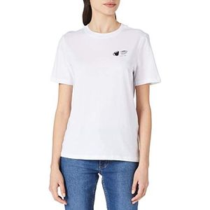 PIECES Dames Pcliwy Ss Tee Bc T-shirt, Helder Wit/Print: koffie Break, L
