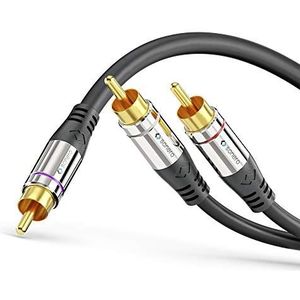 Sonero® Premium RCA-audiokabel, 1x RCA-stekker op 2x RCA-stekker 5,00m, vergulde contacten, zwart