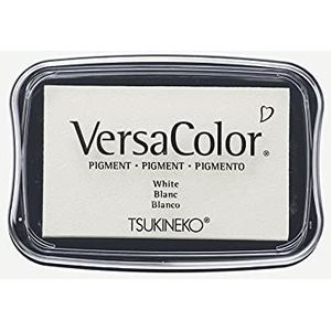 Rayher Hobby 29017102 Tsukineko Versa Color Pigment stempelkussen, wit, 9,6 x 6,3 x 1,8 cm, inkt op waterbasis