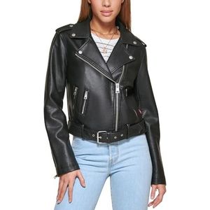 Levi's Damesjack van imitatieleer met asymmetrische riem, Zwart, L