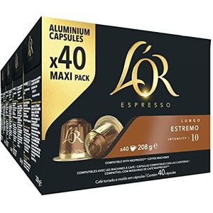 L'OR Espresso Koffiecups Lungo Estremo (160 Lungo Koffie Capsules - Geschikt voor Nespresso Koffiemachines - Intensiteit 10/12 - 100% Arabica Koffie - UTZ Gecertificeerd) - 4 x 40 Cups