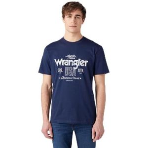 Wrangler Heren Americana Tee T-shirt, Donkerblauw, S