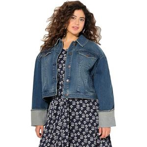 Ulla Popken - Jeansjack - Blauw - Met Franjes - Voor Dames