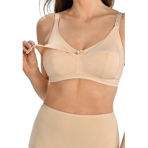 Teyli Borstvoedingsbeha voor dames, beha zonder beugel, gladde beha, grote maten, zwangerschapskleding, borstvoedingsbeha, grote borsten, damesbeha, borstvoeding met verstelbare bandjes, beige, zwart,