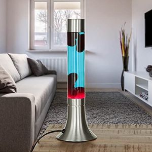 Lavalamp aluminium in zilver blauw rood party woonkamer 37,5 cm G9 lamp incl. sfeervolle tafellamp retro YVONNE