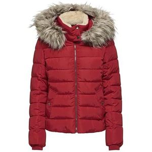 ONLY Dames Onlnewcamilla Fur Hood Jacket Cc OTW jas, Equestrian Red/Detail: natuurlijk bont, L