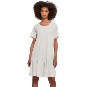 Urban Classics Damesjurk Valance Tee Dress, T-shirtjurk voor vrouwen met volant aanzet op de rok in vele kleuren verkrijgbaar, maten XS - 5XL, lichtgrijs, XXL