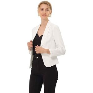 Allegra K Dames Open Front Office Crop Blazer Jacket, Wit-Solid, L
