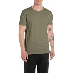 Replay Basic T-shirt voor heren, korte mouwen, regular fit, 408 Light Military, XL