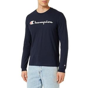 Champion Legacy American Classics-L-s Crewneck shirt met lange mouwen voor heren, Blu Marino, L