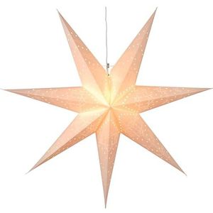 EGLO Kerstster voor binnen, decoratieve ster verlicht van papier om op te hangen, raamlichtster in wit, 3D adventsster met kabel, E14