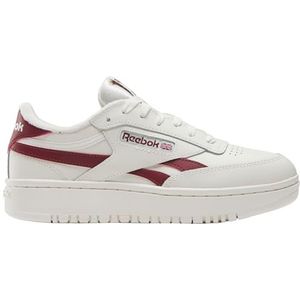 Reebok Club C Double Reveng Damessneakers, chalk/chalk/klassiek bordeauxrood, maat 35, krijt/krijt wit/klassiek bordeauxrood, 35 EU