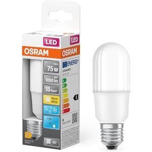 OSRAM LED lamp met E27 lampvoet, warm wit (2700K), stick vorm, 10W, vervanging voor 75W gloeilamp, frosted, LED STAR STICK ,verpakking van 6