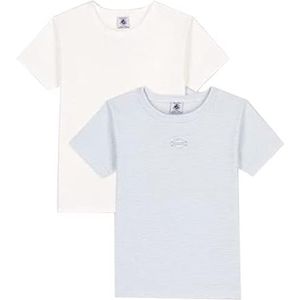 Petit Bateau T-shirt met korte mouwen (2 stuks) voor jongens, blauw/wit en wit, 4 Jaren