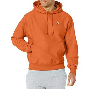 Champion Heren hoodie, reverse weave fleece comfortabele trui sweatshirt voor grafische print, Texas Orange linkerborst C, S