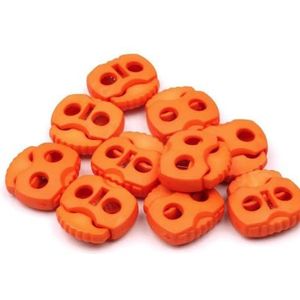 cyclingcolors 10 x eindstoppers, 20 x 20 mm, rond, kunststof, stopper, trekkoord, verstelbare sluiting, elastisch koord, schoenen, rugzakken, tent, camping, oranje