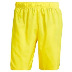 adidas Heren Solid CLX Classic-Length Swim Shorts, Yellow/Black, M