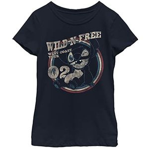 Disney Americana Circle T-shirt voor meisjes (1 stuks), Zeeblauw, L