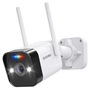 ZOSI 4MP Outdoor WiFi Bewakingscamera met Plug-in Voeding, 2,5K WiFi IP Camera, Persoonsdetectie, 2-Weg Audio, Geluids- en Lichtalarm, C188