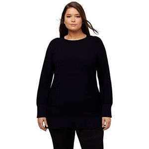 Ulla Popken Dames structuur met hotfix trui, zwart, 42/44 NL