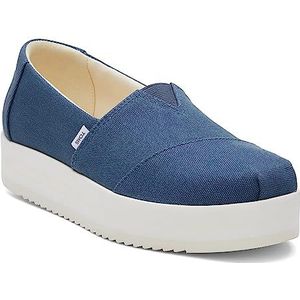 TOMS Dames Alp Midform Loafer Flat, Majolica blauw canvas, 8 UK, Majolica Blauw Canvas, 42 EU