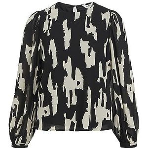 Object Vrouwelijke blouse ballonmouwen, Zwart/Aop: sandshell Graphic, 38