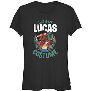 Stranger Things Dames Lucas Kostume T-shirt met korte mouwen, Zwart, S, zwart, S