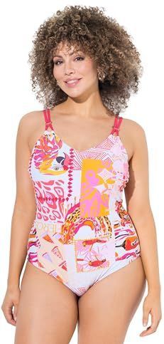 Ulla Popken - Badpak - Gemengde Kleuren - Soft Cup - Triangel