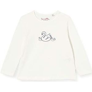 Sanetta Baby-meisjes-shirt Ivory zachte Fiftyseven longsleeve in donkerrood met schattige mama zwanenprint op de borst, beige, 56 cm