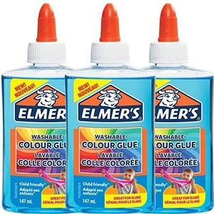 Elmer's doorschijnende kleur PVA lijm | Blauw | 147 ml | Wasbaar | Geweldig voor het maken van slijm | 3 Count