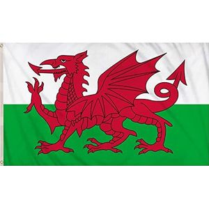 SHATCHI Grote 3 x 2Ft Wales Vlag Welsh Dragon Cymru Nationale Polyester Stof Messing Oogjes voor FIFA World Cup Voetbal Rugby Sport Supporter, Rood, Groen, Wit, 3FT x 2FT