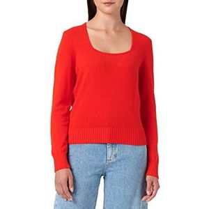 United Colors of Benetton Damestrui met lange mouwen en ronde hals, Rood 35d, S