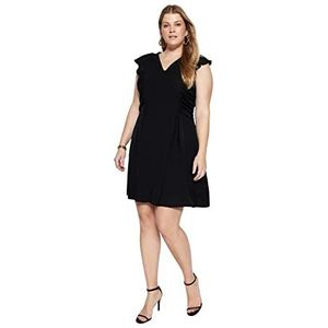 Trendyol Dames Maxi A-lijn Relaxed fit Geweven Grote maten jurk, zwart, 50, Zwart, 48 grote maten