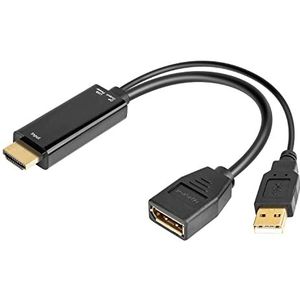 CableDeconn HDMI naar DisplayPort DP-Kabel, HDMI-Stekker 3840x2160 UHD 4K naar DisplayPort DP-aansluiting met USB-aansluiting converter 15 cm kabel voor laptop desktop-monitoren