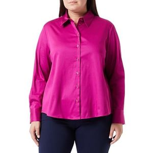 Seidensticker Damesblouse, modieuze blouse, regular fit, hemdblousekraag, lange mouwen, katoenmix, magenta, 44
