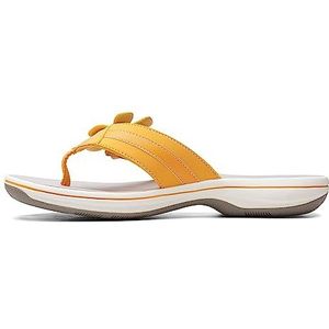 Clarks Brinkley Flora vrouwen – moederschap Flipflop, Gouden gele synthetische, 38 EU