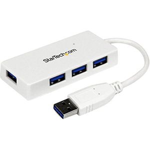 StarTech.com 4-poorts USB 3.0 SuperSpeed Hub - wit - draagbare externe mini USB-hub met ingebouwde kabel