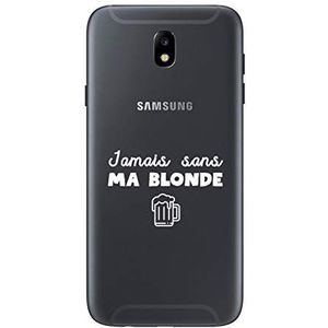 Zokko Beschermhoes voor Samsung J7 2017 Jamais zonder Meine Blonde – zacht transparant inkt wit