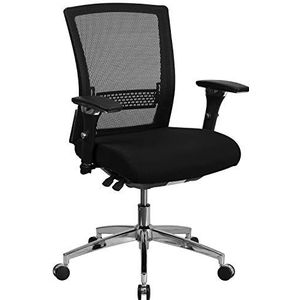 Flash Furniture HERCULES Series 24/7 intensief gebruik 136,1 kg. Gekeurde multifunctionele Executive Zwenkstoel met Zitschuifregelaar hedendaags 71.12 x 62.865000000000002 x 38.1 cm Zwart Stof/Gaas