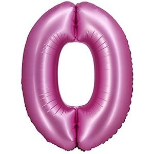 GoDan Ballon Folie Beauty&Charm, Cijfer 0, Satijn Roze, 76 cm