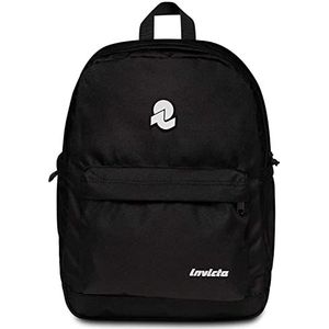 Invicta LAB Schoolrugzak, zwart – rugzak met twee vakken – organizer-tas, pc-tas, zijzakken voor drinkfles – eco-materiaal, Zwart, 30,5 x 39 x 21,5 cm, school