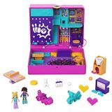 Polly Pocket Racen en Rocken Speelhal Compacte Speelset, met gamethema, micropoppen Polly en Shani, 5 verrassingen, 12 accessoires, verwisselfunctie, voor kinderen vanaf 4 jaar, HCG15