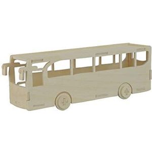 Pebaro 851/6 houten bouwset bus, 3D puzzel, modelbouwset, knutselen met hout, houten puzzel, knutselset, voorgesneden houten plaat, incl. schuurpapier, uitbreken, in elkaar steken, klaar, cadeau-idee