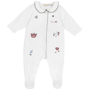 Chicco, Babyrompertje van zacht en licht katoen, met comfortabele opening aan de voorkant en beenopening, ideaal voor lente en herfst, ontworpen in Italië, babykleding 0-24 maanden, Wit, 9 Maanden