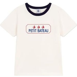 Petit Bateau Bedrukt T-shirt voor kinderen met korte mouwen, Milk, 3 Jaren