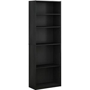 Furinno JAYA eenvoudige boekenkast, hout, zwart, 24,13 x 24,13 x 180,85 cm