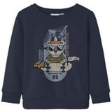 NAME IT - NMMLEN - Sweatshirt - Navy - Duifblauw - Lichtgrijs - Oranje